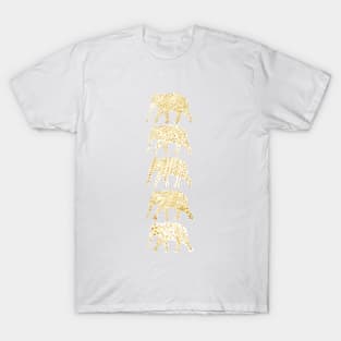 Patterned Elephants(White&Gold) T-Shirt